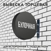 Вывеска торцевая двухсторонняя с подсветкой "Булочная" 1, диам. 40 см