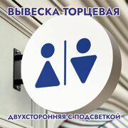 Вывеска торцевая двухсторонняя с подсветкой "Туалет" 5, диам. 40 см