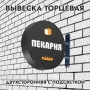 Вывеска торцевая двухсторонняя с подсветкой "Пекарня" 2, диам. 40 см