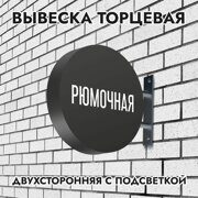 Вывеска торцевая двухсторонняя с подсветкой "Рюмочная", диам. 40 см