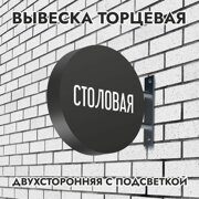 Вывеска торцевая двухсторонняя с подсветкой "Столовая" 3, диам. 40 см