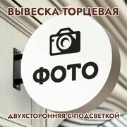 Вывеска торцевая двухсторонняя с подсветкой "Фото" 2, диам. 40 см